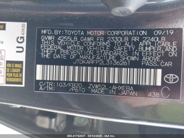 JTDKARFP2L3136261 Toyota Prius Prime Le