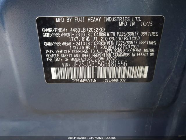 JF2SJABC5GH481556 Subaru Forester 2.5i