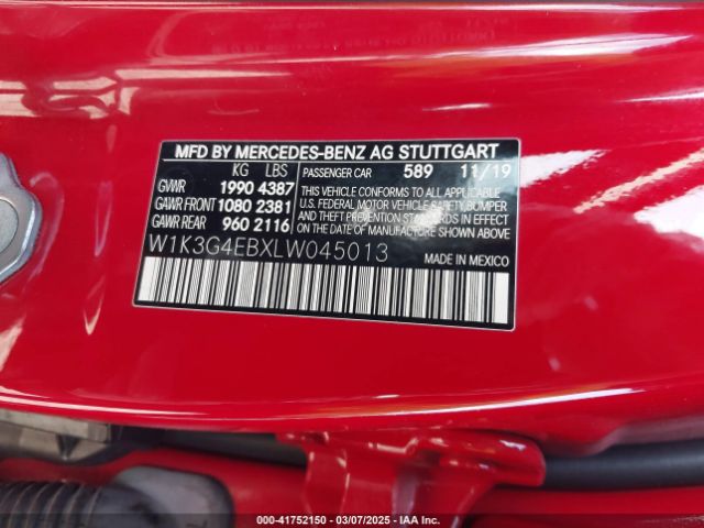 W1K3G4EBXLW045013 Mercedes-Benz A 220