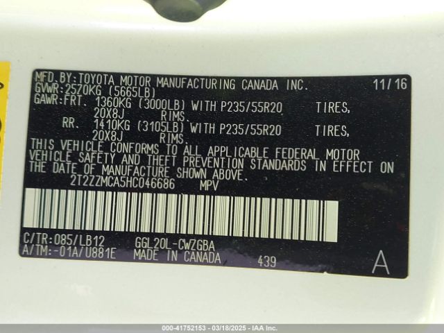 2T2ZZMCA5HC046686 Lexus RX 350