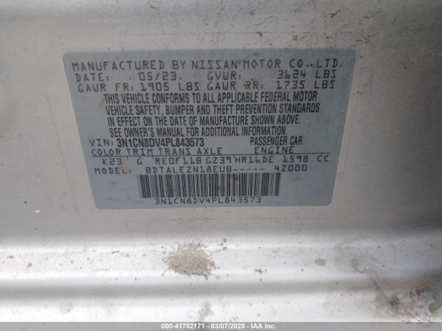 3N1CN8DV4PL843573 Nissan Versa 1.6 S Xtronic Cvt