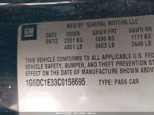 2012 CADILLAC CTS 1G6DC1E33C0158695 Photo 8