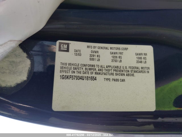 2004 CADILLAC DEVILLE 1G6KF57934U181654 Photo 8