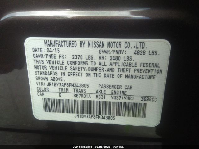 JN1BV7AP8FM343805 Infiniti Q50 Premium