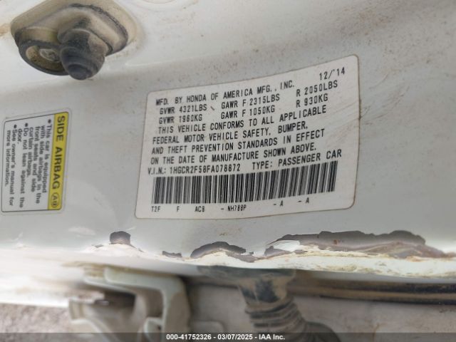 1HGCR2F58FA078872 Honda Accord Sport