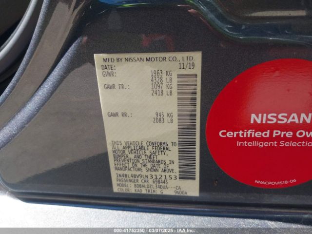 1N4BL4BV9LN312153 Nissan Altima S Fwd