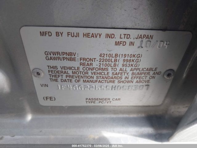 2005 SAAB 9-2X JF4GG22655H058307 Photo 8