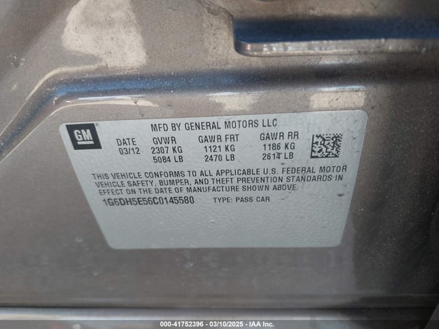 2012 CADILLAC CTS 1G6DH5E56C0145580 Photo 8