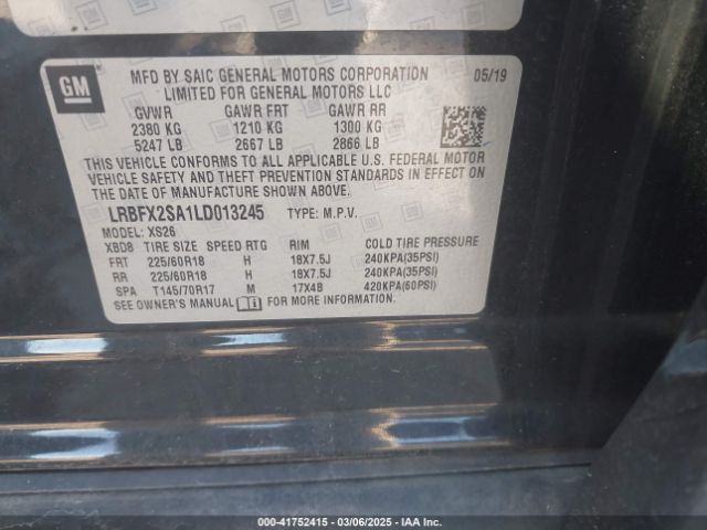 LRBFX2SA1LD013245 Buick Envision Awd Essence