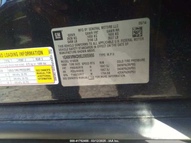 1GKKVRKD8EJ365966 GMC Acadia Slt-1