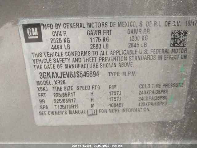3GNAXJEV6JS546894 Chevrolet EQUINOX LT