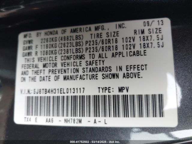 5J8TB4H31EL013117 Acura RDX