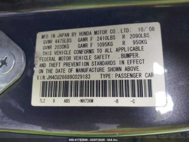 2009 ACURA TSX JH4CU26689C029183 Photo 8