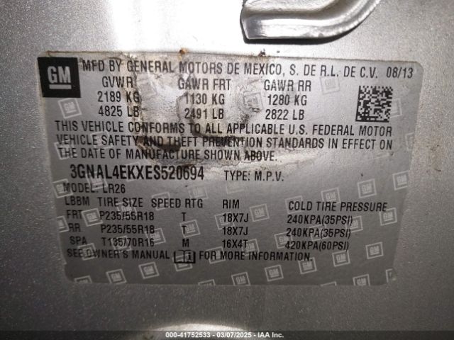 3GNAL4EKXES520694 Chevrolet Captiva Sport Ltz