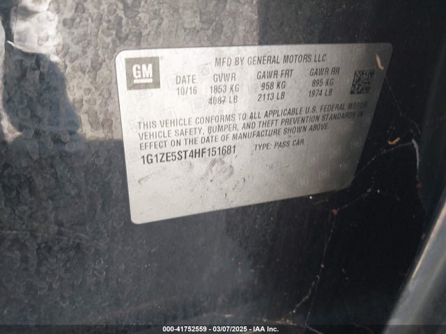 1G1ZE5ST4HF151681 Chevrolet MALIBU 1LT