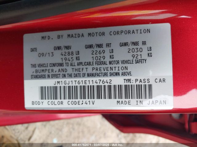 JM1GJ1T61E1147642 Mazda Mazda6 I Touring