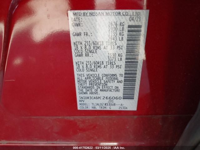 5N1DR3CA6PC266060 Nissan Pathfinder Sl Fwd