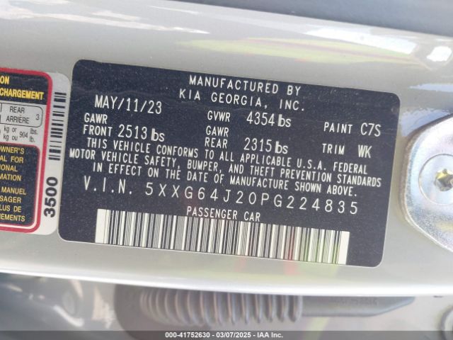 5XXG64J20PG224835 KIA K5 Gt-line