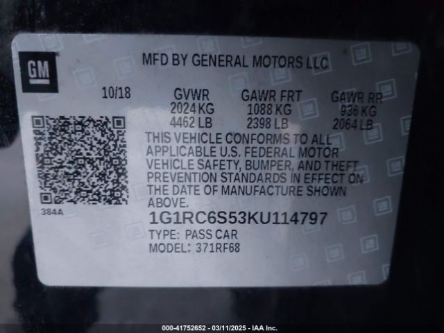 1G1RC6S53KU114797 Chevrolet VOLT LT