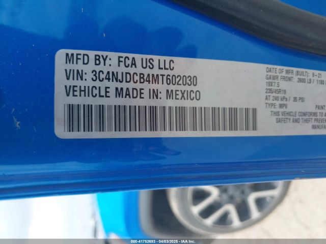 3C4NJDCB4MT602030 Jeep Compass Limited 4x4