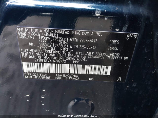 2T3RFREVXJW782772 Toyota Rav4 Xle