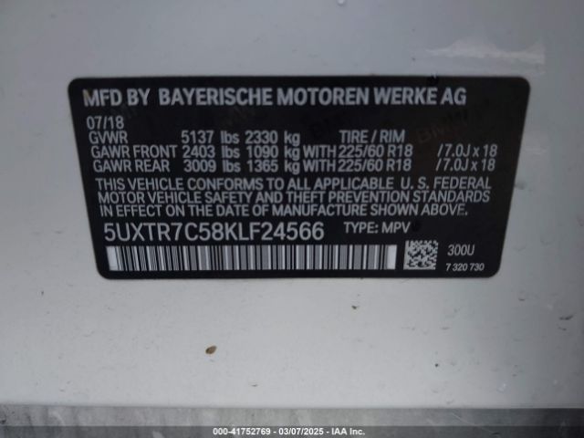 5UXTR7C58KLF24566 BMW X3 Sdrive30i