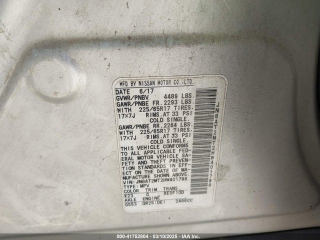 JN8AT2MT2HW401798 Nissan ROGUE S