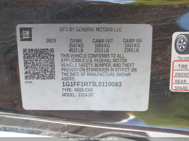 1G1FF1R73L0110083 Chevrolet Camaro