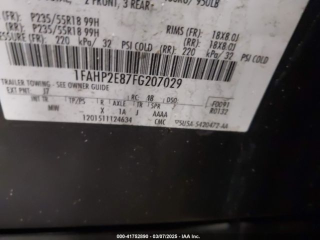 1FAHP2E87FG207029 Ford TAURUS SEL