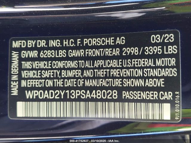 WP0AD2Y13PSA48028 Porsche TAYCAN GTS