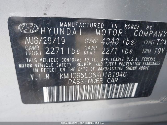 KMHC65LD6KU181846 Hyundai IONIQ PLUG-IN HYBRID