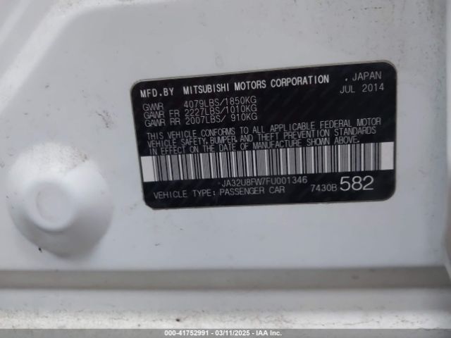 2015 MITSUBISHI LANCER JA32U8FW7FU001346 Photo 8