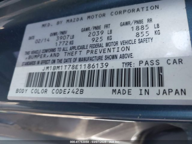 JM1BM1T78E1186139 Mazda Mazda3 I Sv