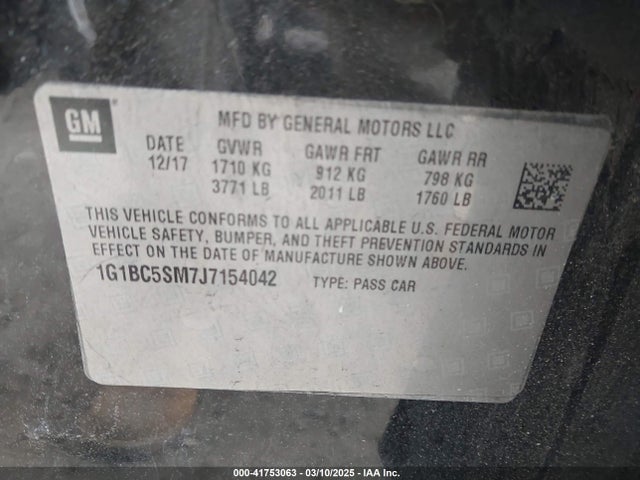 1G1BC5SM7J7154042 Chevrolet Cruze Ls Auto