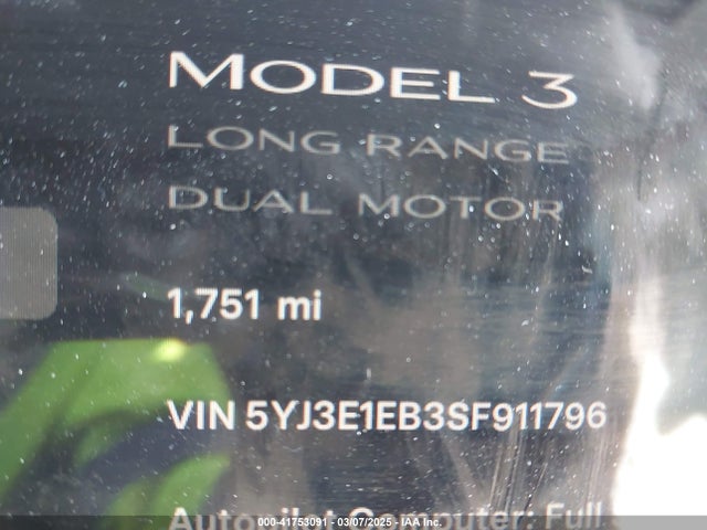 2025 TESLA MODEL 3 5YJ3E1EB3SF911796 Photo 6