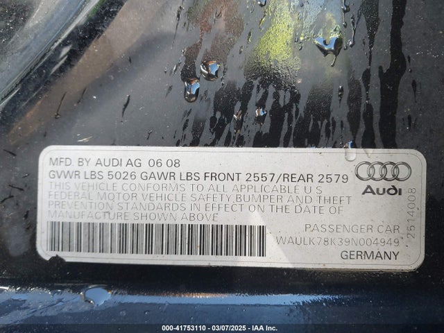 2009 AUDI A4 WAULK78K39N004949 Photo 8
