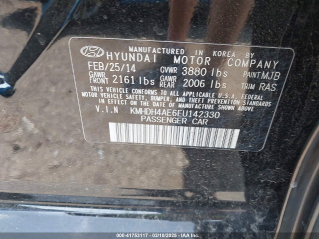 KMHDH4AE6EU142330 Hyundai ELANTRA SE