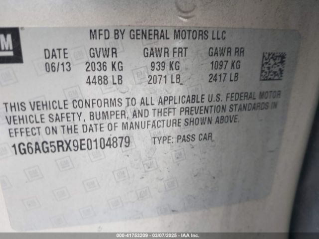 1G6AG5RX9E0104879 Cadillac Ats Standard