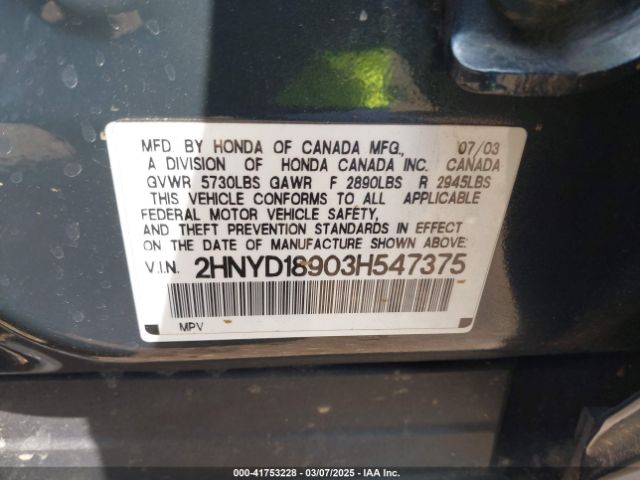 2003 ACURA MDX 2HNYD18903H547375 Photo 8