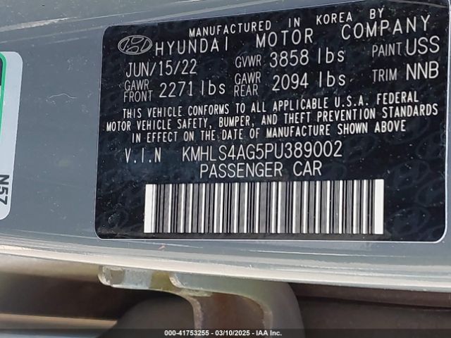 KMHLS4AG5PU389002 Hyundai ELANTRA SEL