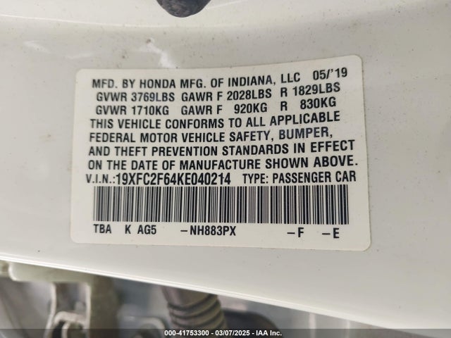 Honda k20c2 2019 19XFC2F64KE040214 Image 22