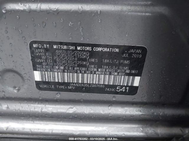 JA4AD2A35LZ007680 Mitsubishi Outlander Es 2.4
