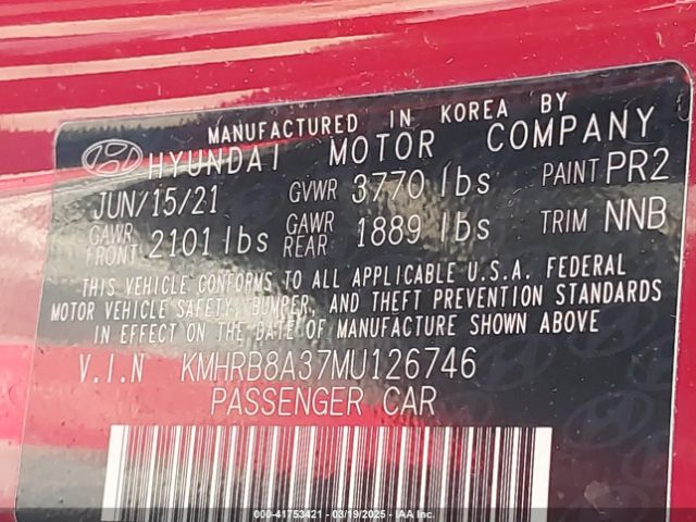 KMHRB8A37MU126746 Hyundai Venue Se