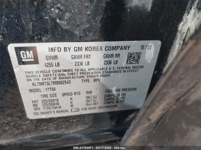KL79MTSL7MB092543 Chevrolet Trailblazer Fwd Rs
