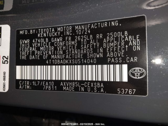 4T1DBADKXSU514040 Toyota CAMRY SE