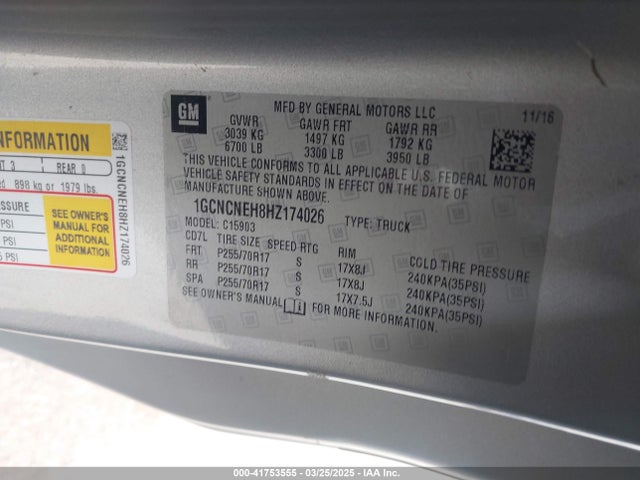 1GCNCNEH8HZ174026 Chevrolet Silverado 1500 Wt