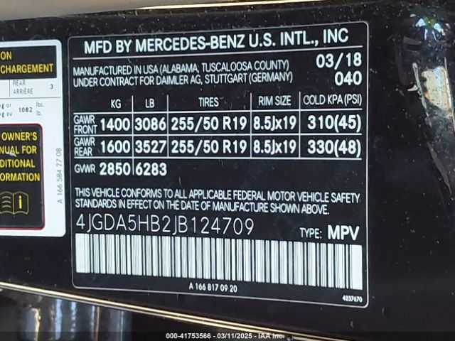 4JGDA5HB2JB124709 Mercedes-Benz Gle 350 4matic