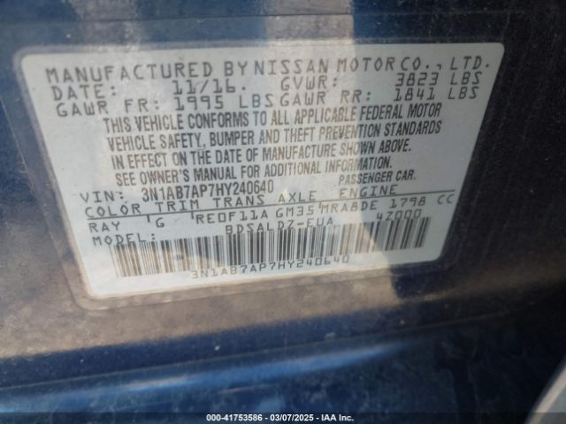 3N1AB7AP7HY240640 Nissan SENTRA SV