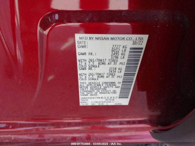 2023 NISSAN FRONTIER 1N6ED1EK7PN615357 Photo 8