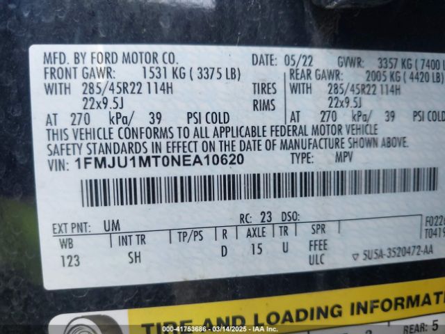 1FMJU1MT0NEA10620 Ford Expedition Platinum